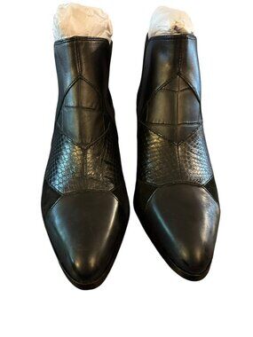NWB Coach Suffolk Patchwork Black Leather & Snakeskin Booties Size 7.5B